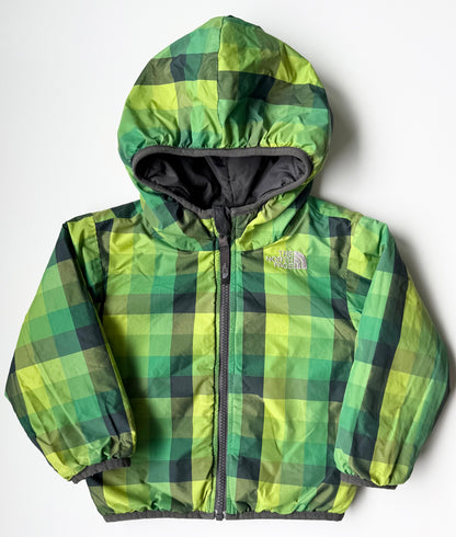 The North Face Perrito Grey & Green Plaid Reversible Jacket (2T)
