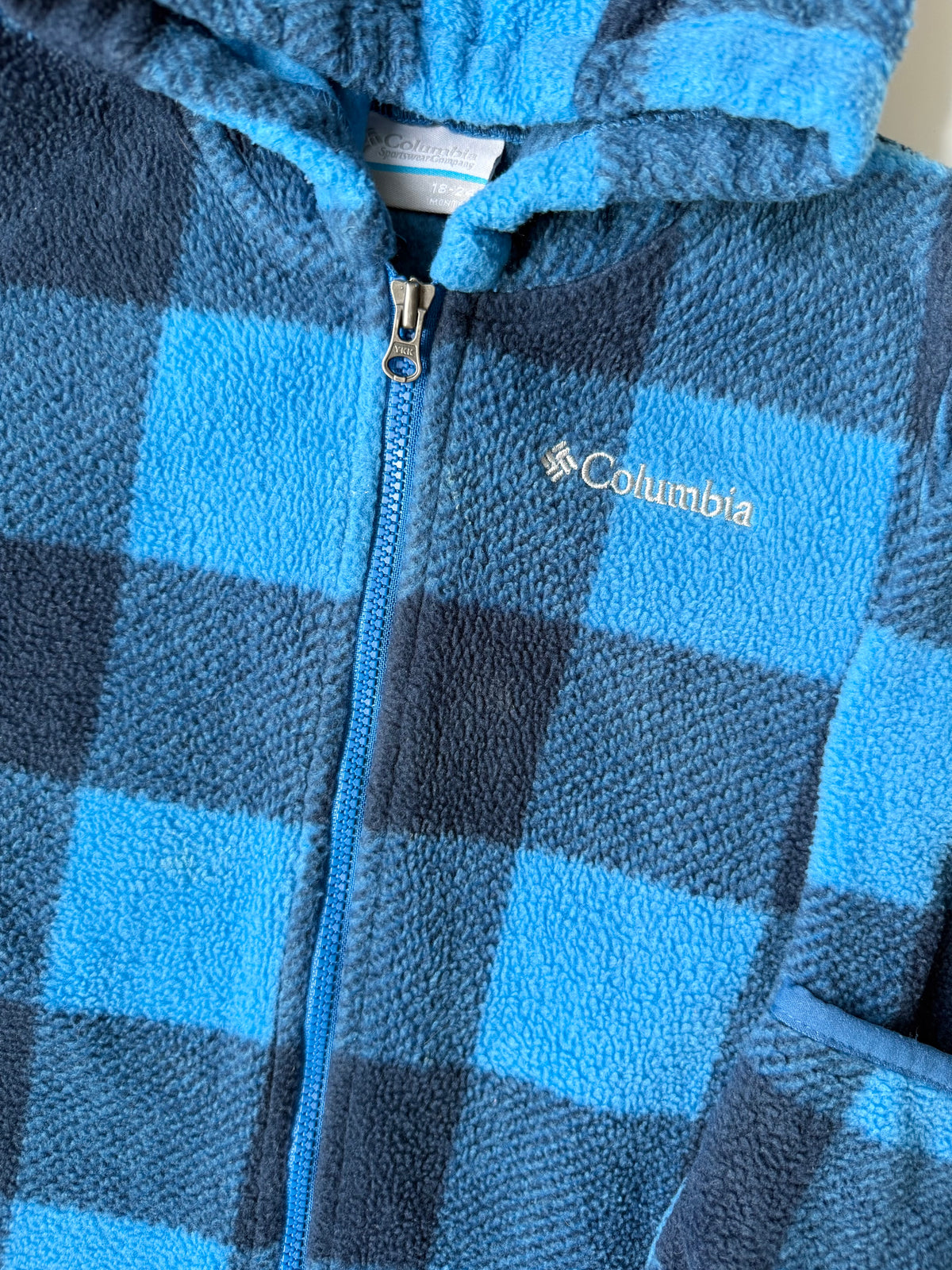 Columbia Blue & Black Plaid Fleece Bunting Suit (18-24 Months)