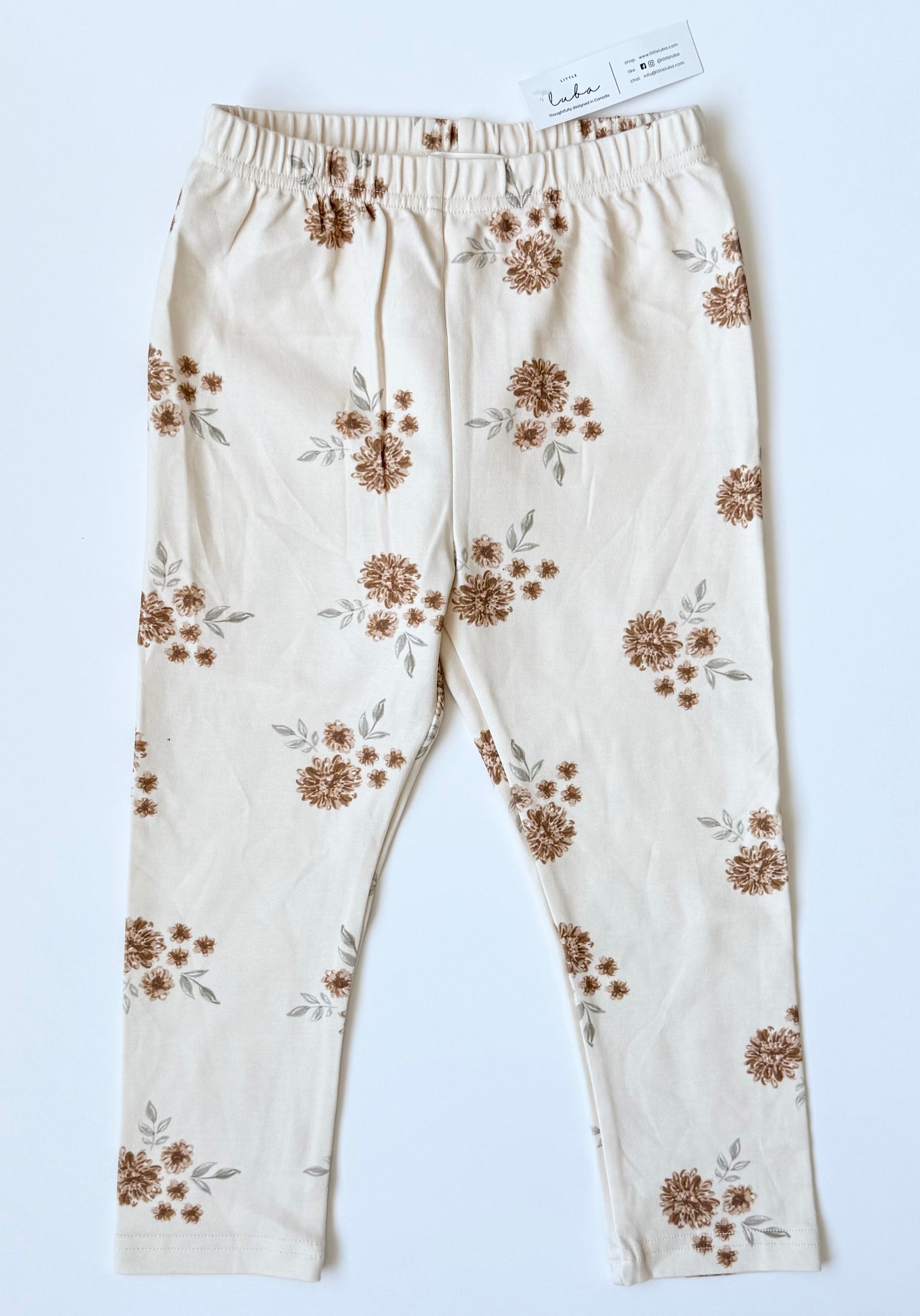 Little Luba Beige Floral Short Sleeve & Pants Set - New (3T)