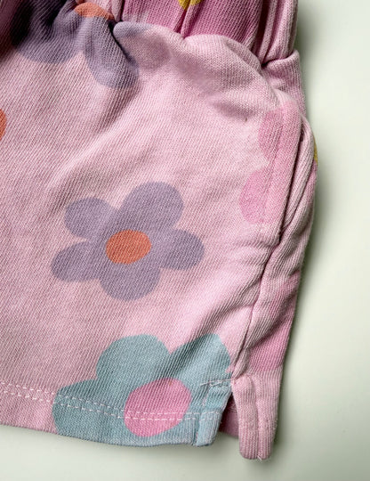 Zara Pink Daisy Flowers Sweat Shorts (18-24 Months)