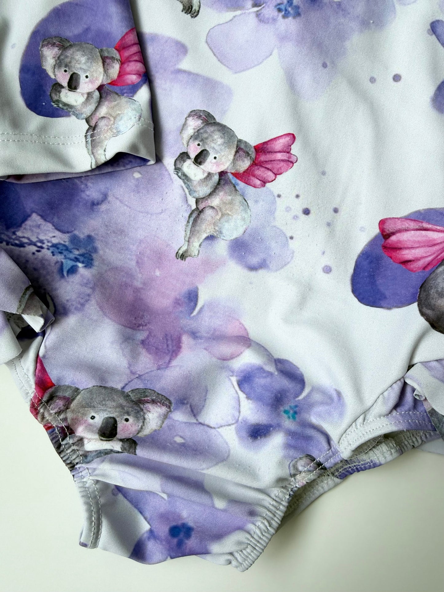 Cheeky Chickadee Purple Koala Long Sleeve One Piece Swimsuit (3T)