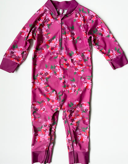 Honeysuckle Swim Purple Floral Full Coverage Sunsuit (18-24 Months)