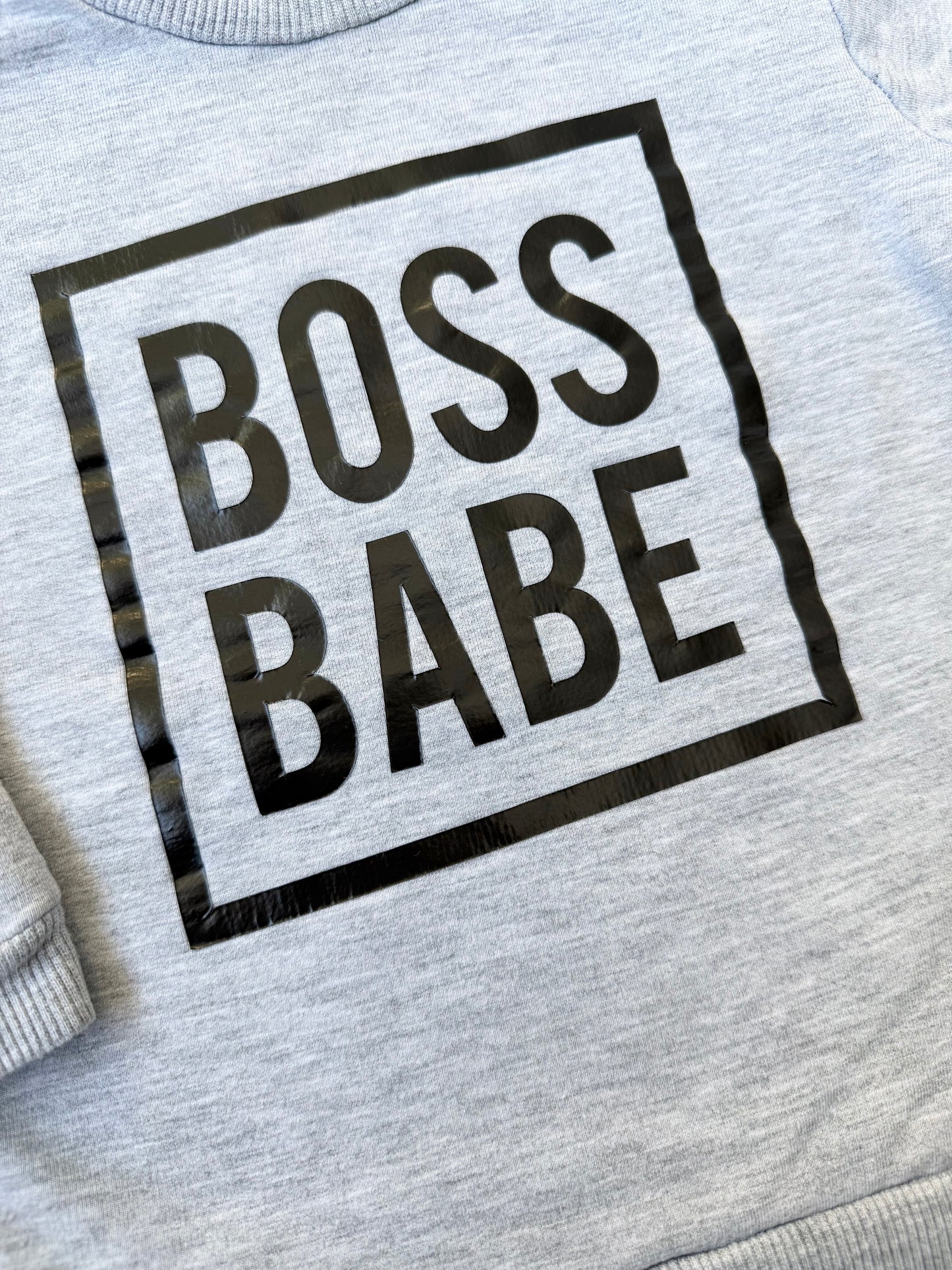 MI & FI Grey “Boss Babe” Pullover (6-12 Months)