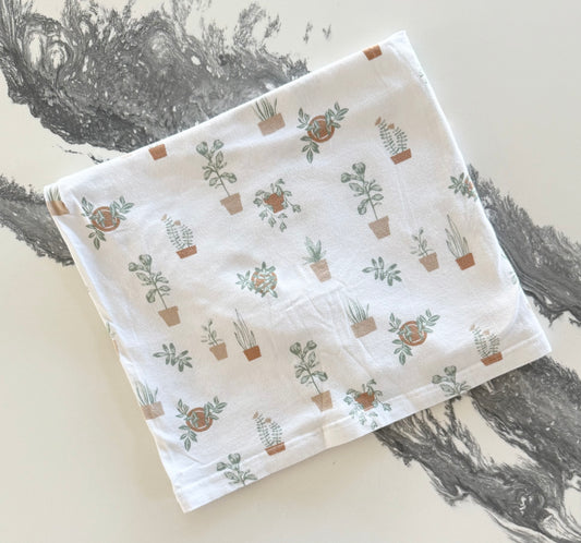 Nordstrom White Succulent Plants Car Seat/Nursing Cover