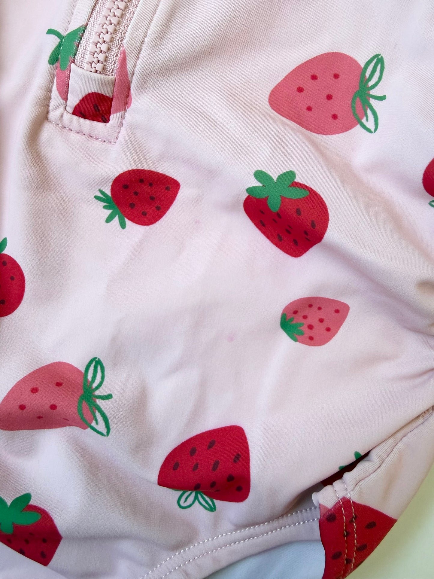 Jan & Jul Pink Strawberries Long Sleeve One Piece Swimsuit (18-24 Months)