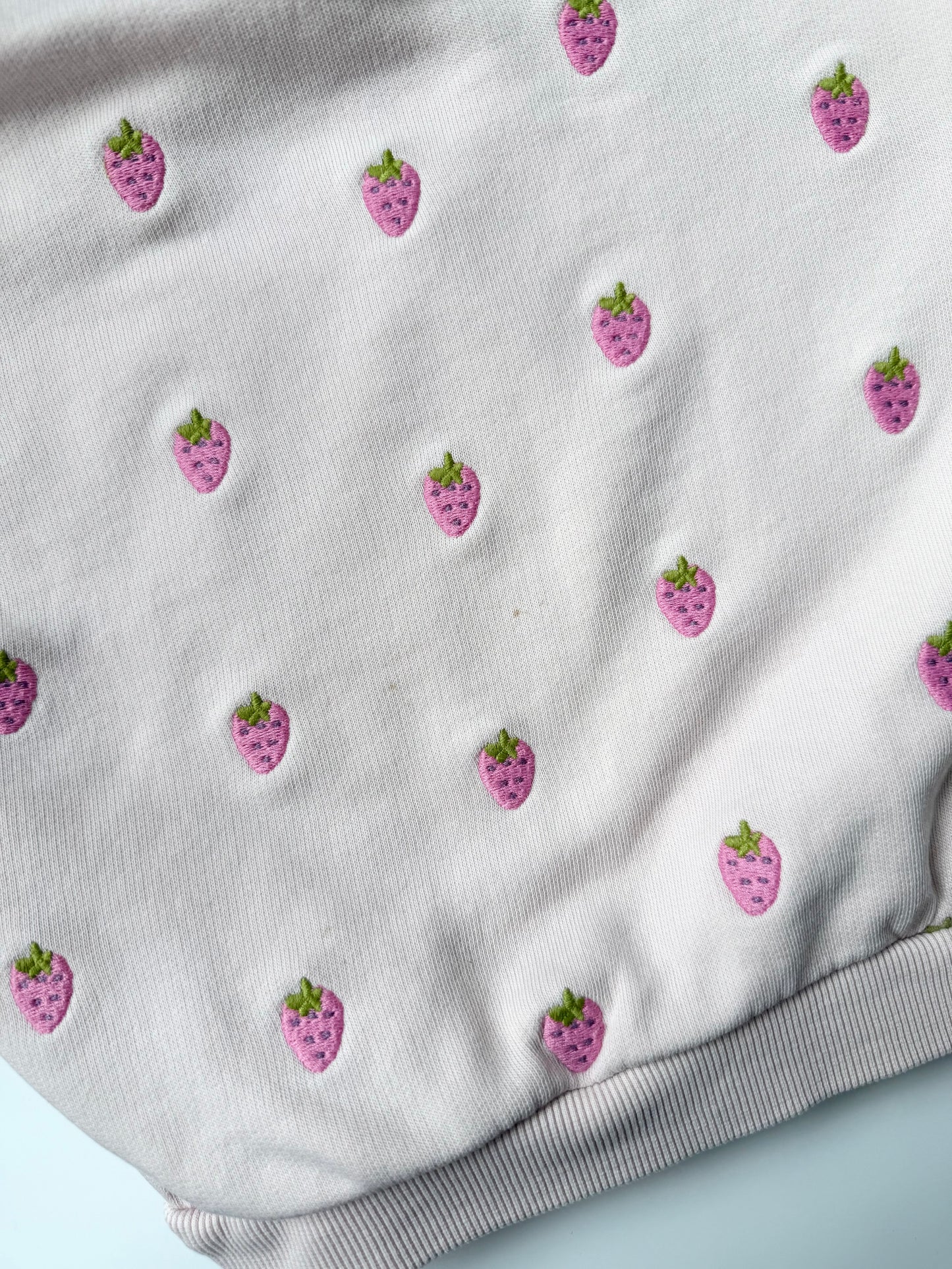 Zara Pink & Embroidered Strawberries Crewneck Sweater (3T)
