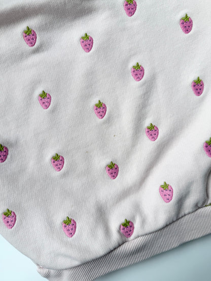 Zara Pink & Embroidered Strawberries Crewneck Sweater (3T)