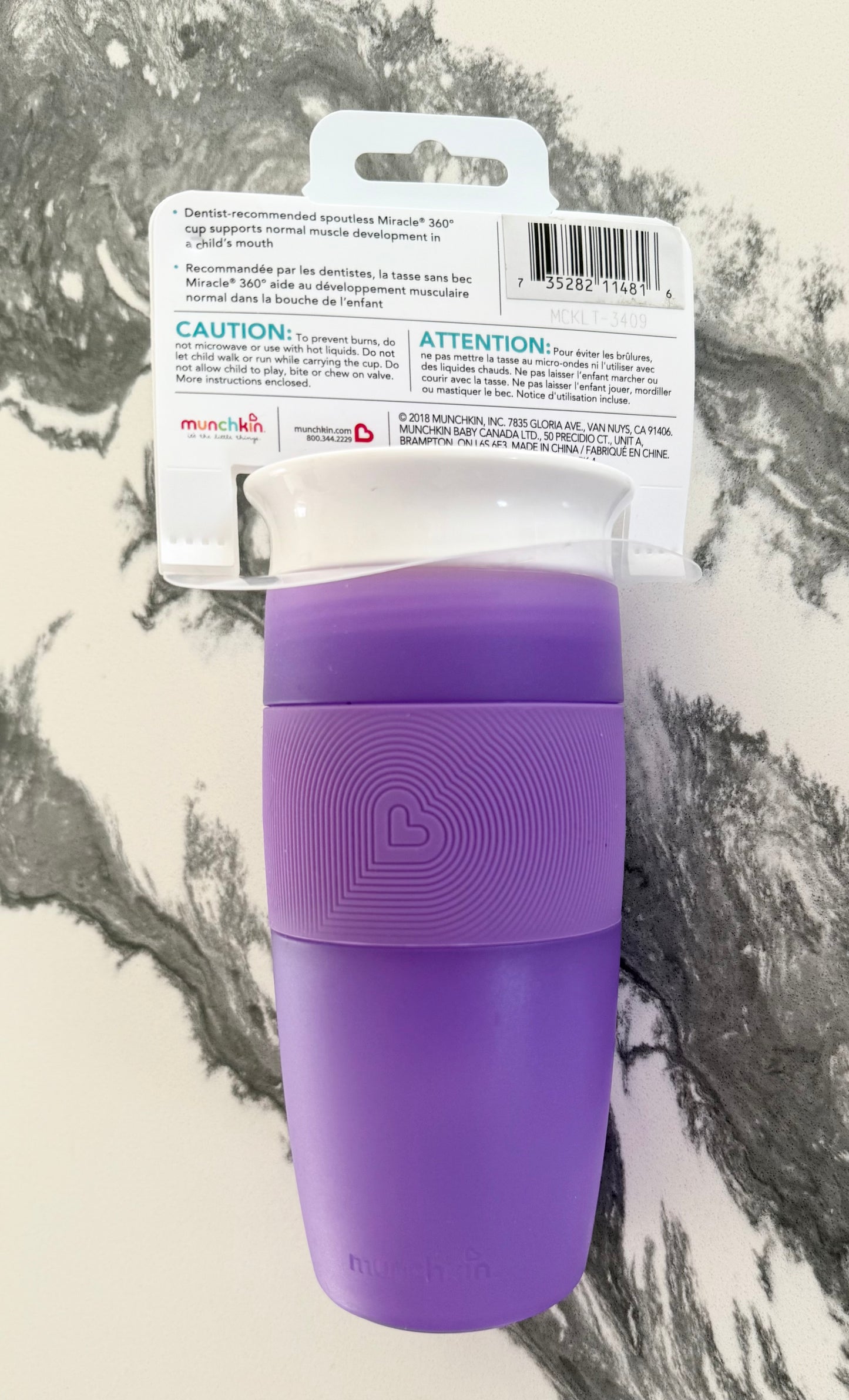 Munchkin Spill Proof Miracle 360 Cup 14oz in Purple - New