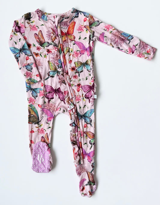Posh Peanut Pink Floral Butterflies Sleeper (3-6 Months)