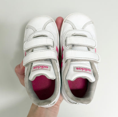 Adidas VL Court 2.0 CMF White & Pink Stripe Velcro Sneakers (7)