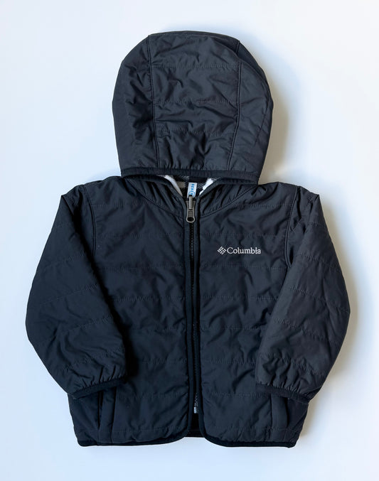Columbia Black Quilted & Fleece Checkered Reversible Jacket (12-18 Months)