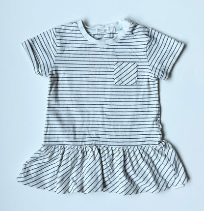 Miles White & Black Stripped T-Shirt Dress (12 Months)