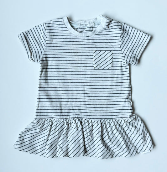 Miles White & Black Stripped T-Shirt Dress (12 Months)