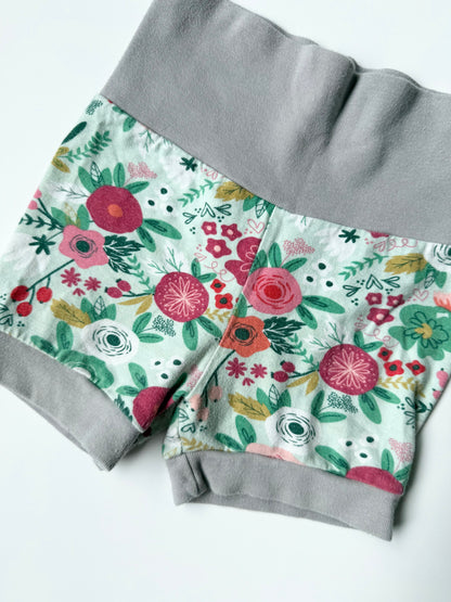 Blankaroo Handmade Grey & Colorful Floral Shorts (6-12 Months)