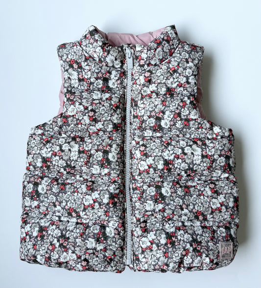 Baby Gap Pink & Grey Floral Puffer Vest (3 Years)