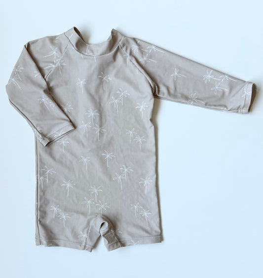 Current Tyed “The Oliver” Beige Palm Trees Sunsuit (6 Months)