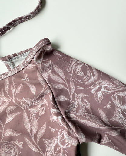 Current Tyed “The Noa” Purple Floral One Piece Ruffle Rashguard Swimsuit (12-18 Months)