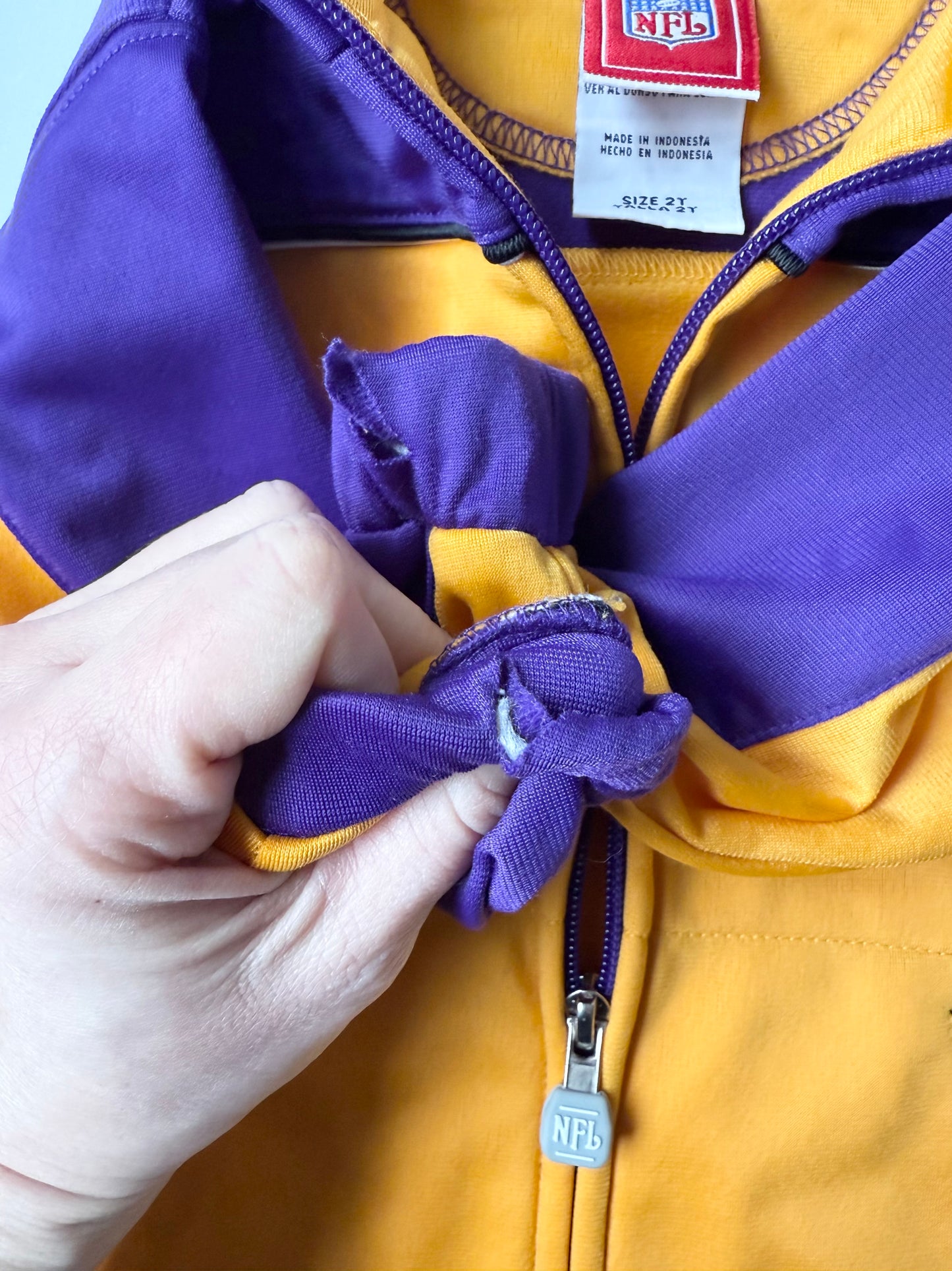 Minnesota Vikings Yellow & Purple Zip Up Football Sweater (2T)