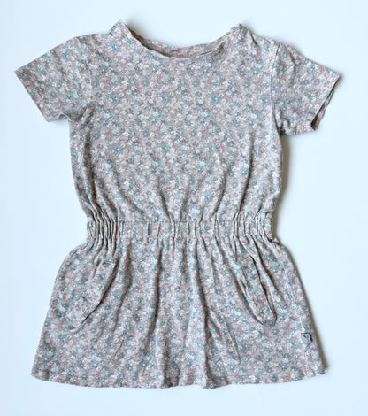 Wheat Light Pink & Blue Dainty Flowers Short Sleeve Dress (4 Years)