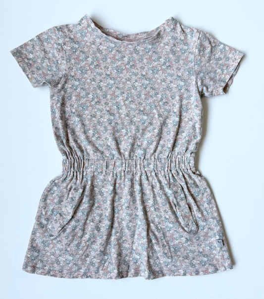 Wheat Light Pink & Blue Dainty Flowers Short Sleeve Dress (4 Years)