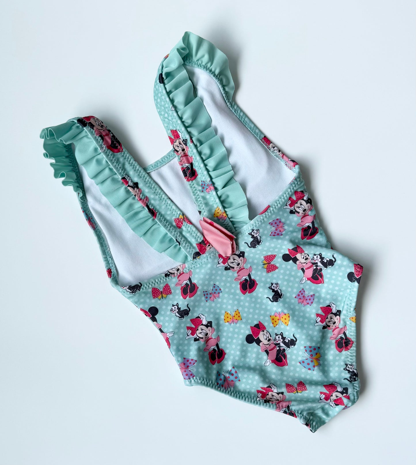 The Disney Store Light Blue Polkadot Minnie & Figaro One Piece Swimsuit (4T)