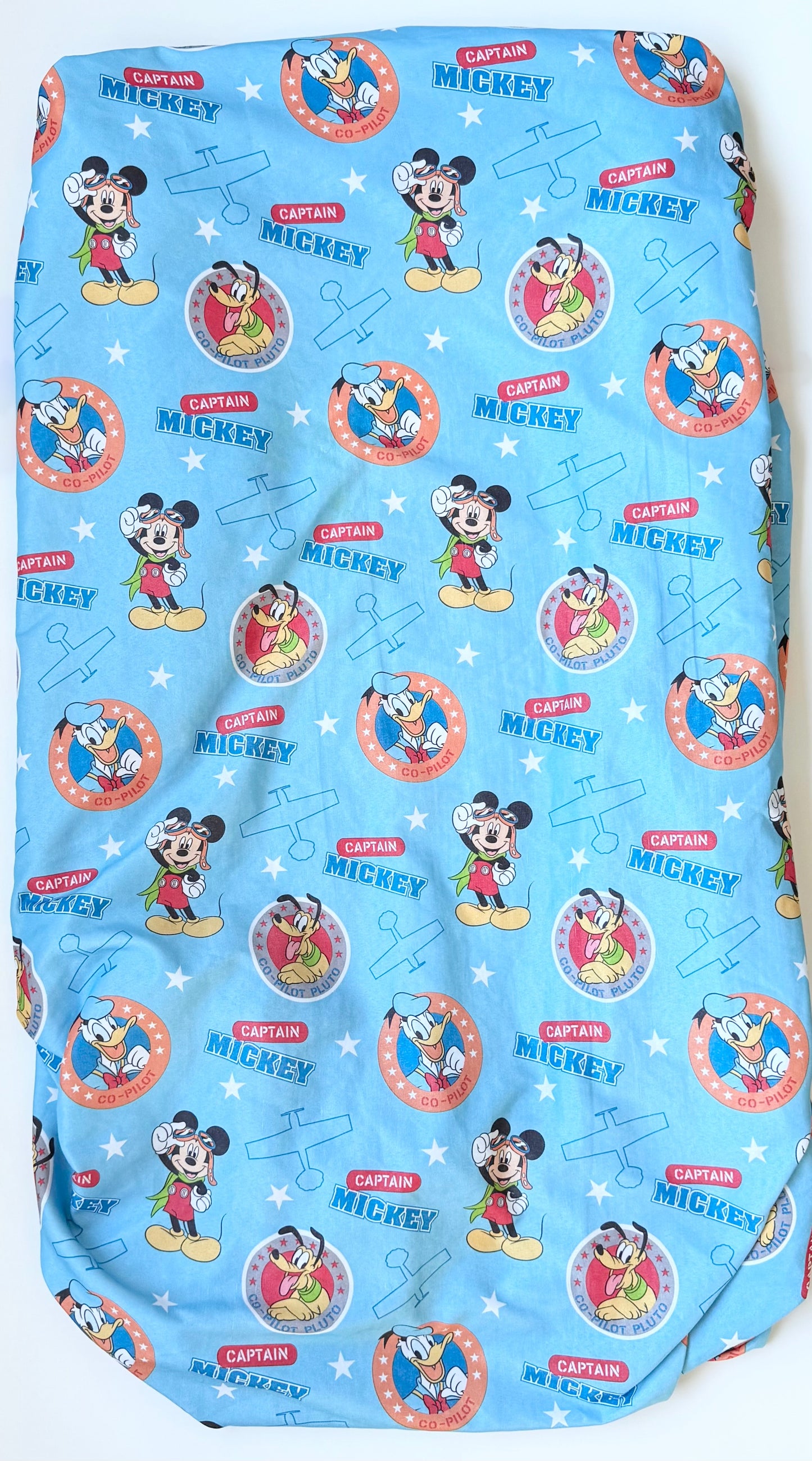 Disney Blue Captain Mickey Pilot Crib Sheet