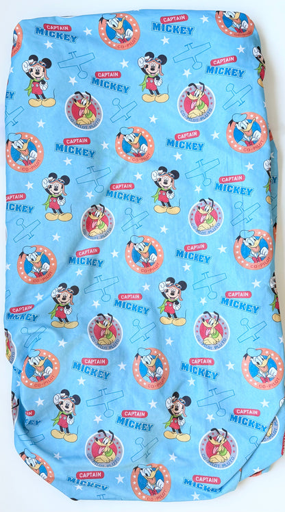 Disney Blue Captain Mickey Pilot Crib Sheet