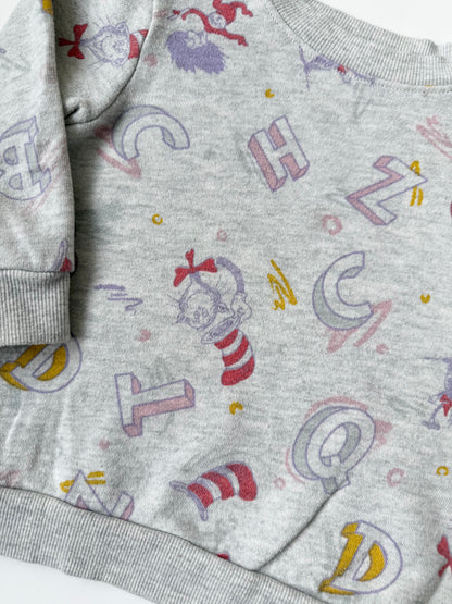 Dr.Seuss Light Grey Alphabet Cat in the Hat Sweater (2T)