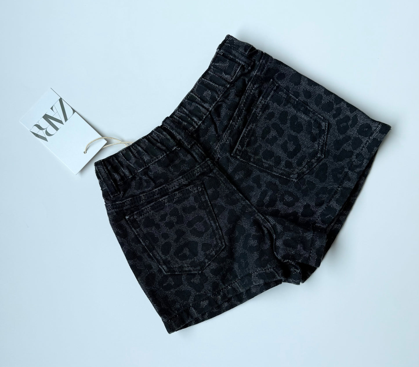 Zara Black Jean Cheetah Asymmetrical Skort - New (3 Years)