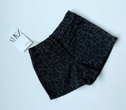 Zara Black Jean Cheetah Asymmetrical Skort - New (3 Years)