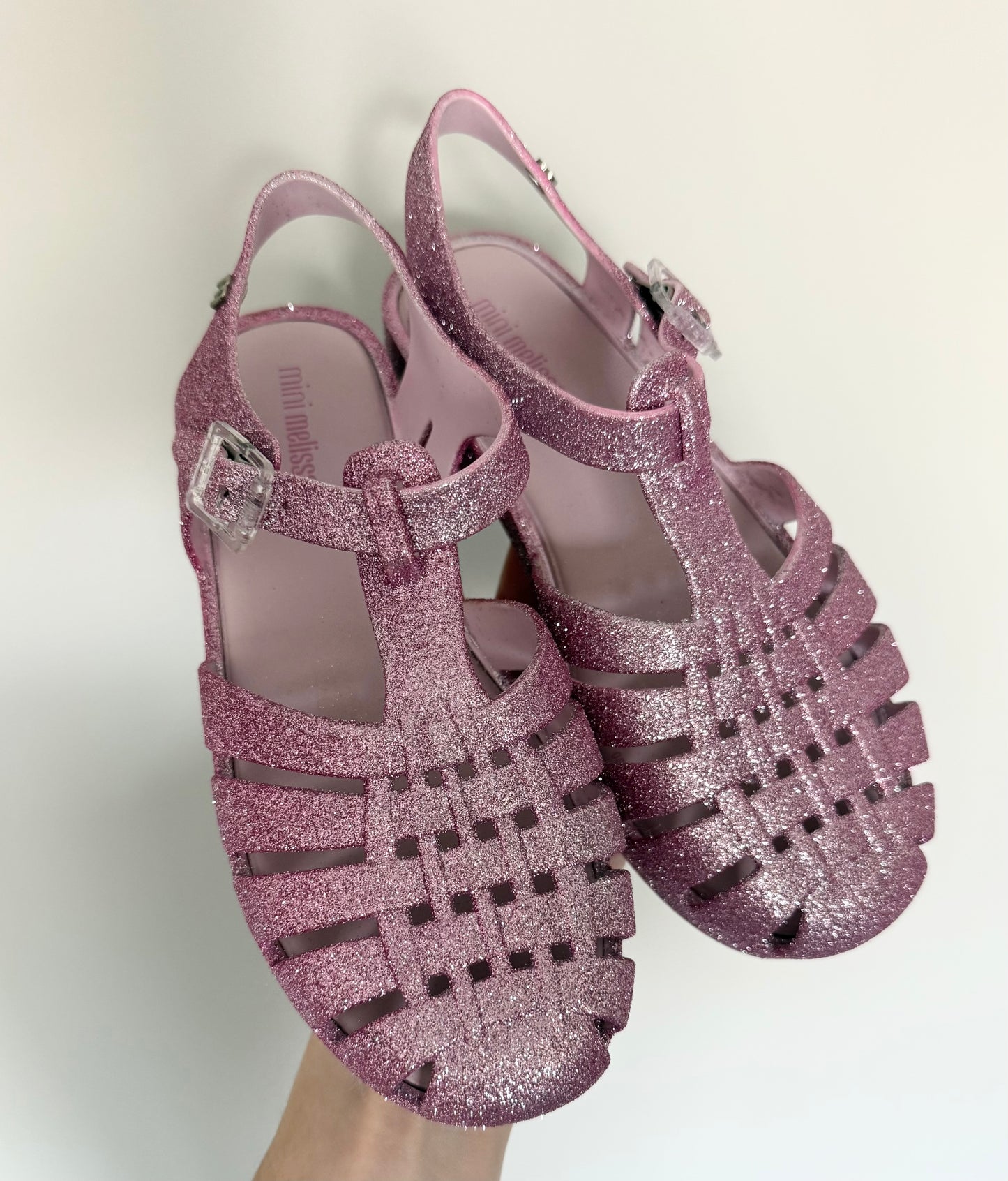 Mini Melissa Possession Pink Glitter Sandals (Kids 3)