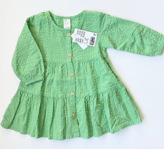 H&M Green Textured Tiered Dress (4-6 Months)