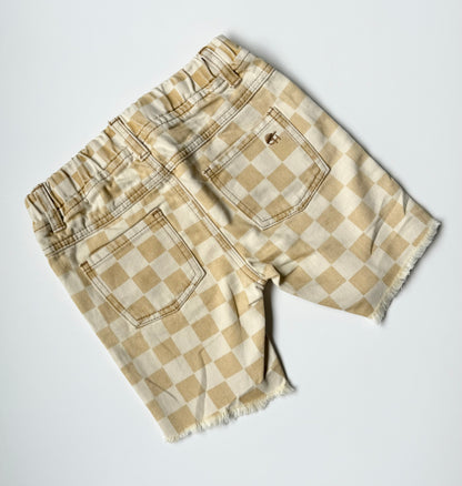 George Hats Yellow Checkered Jean Shorts (6-7 Years)