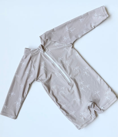Current Tyed “The Oliver” Beige Palm Trees Sunsuit (12 Months)