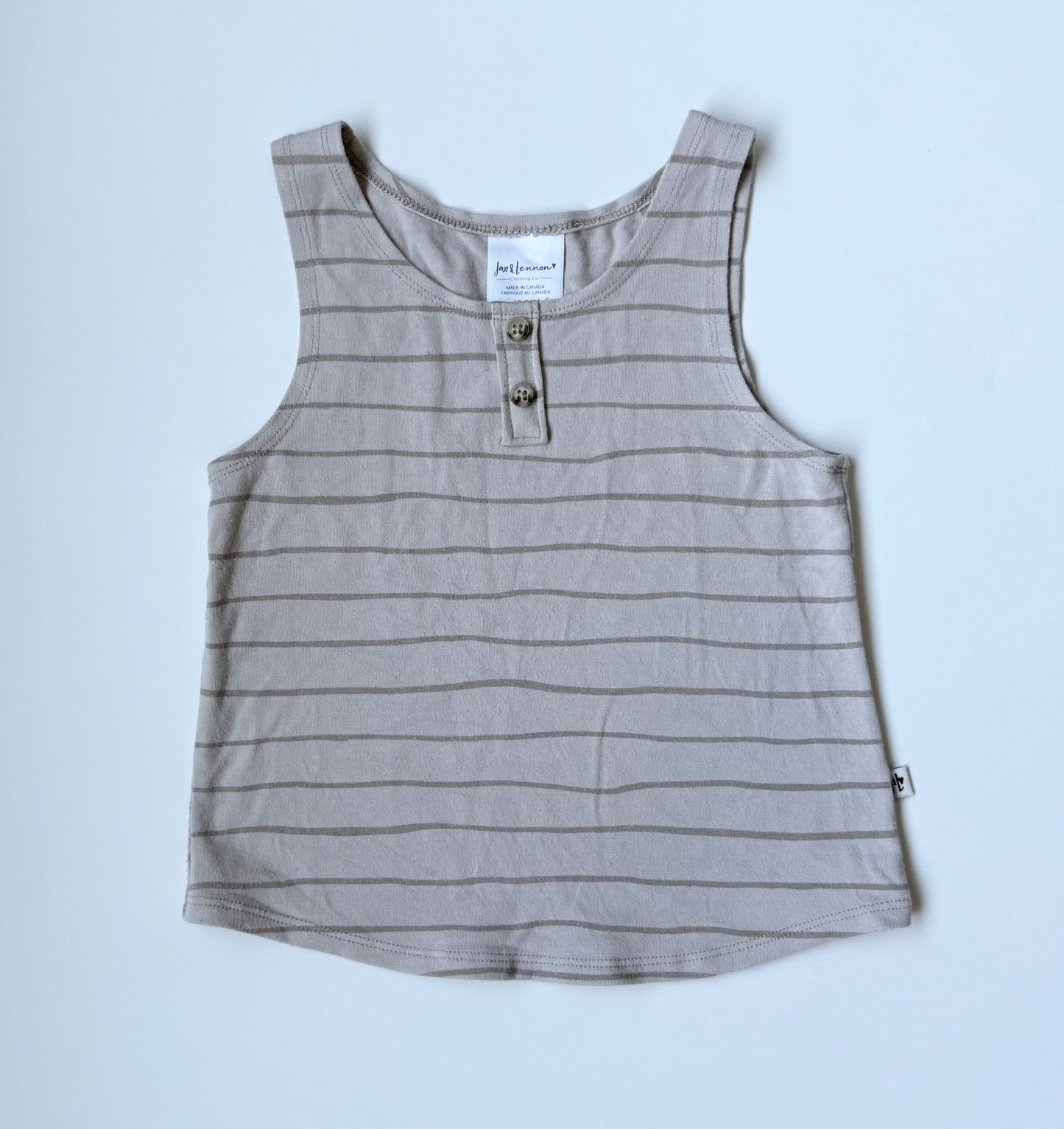 Jax & Lennon Beige Stripped Pocket Tank Top (18-24 Months)