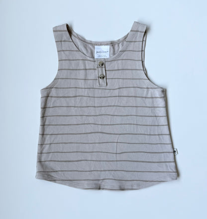 Jax & Lennon Beige Stripped Pocket Tank Top (18-24 Months)