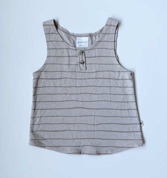 Jax & Lennon Beige Stripped Pocket Tank Top (18-24 Months)