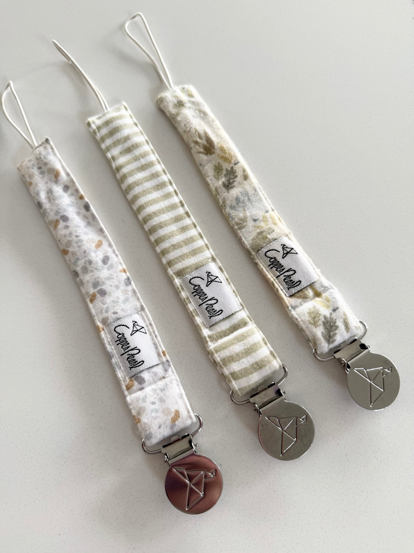 Copper Pearl Binky Clips - 3 Total