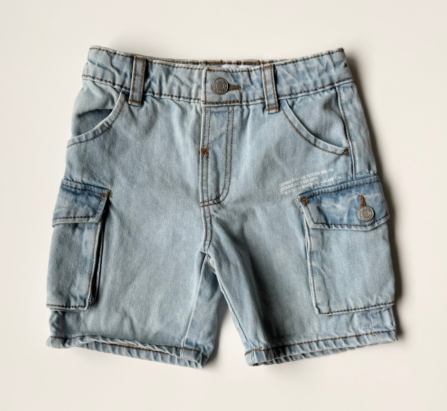 Zara Light Wash Jean Cargo Shorts (18-24 Months)