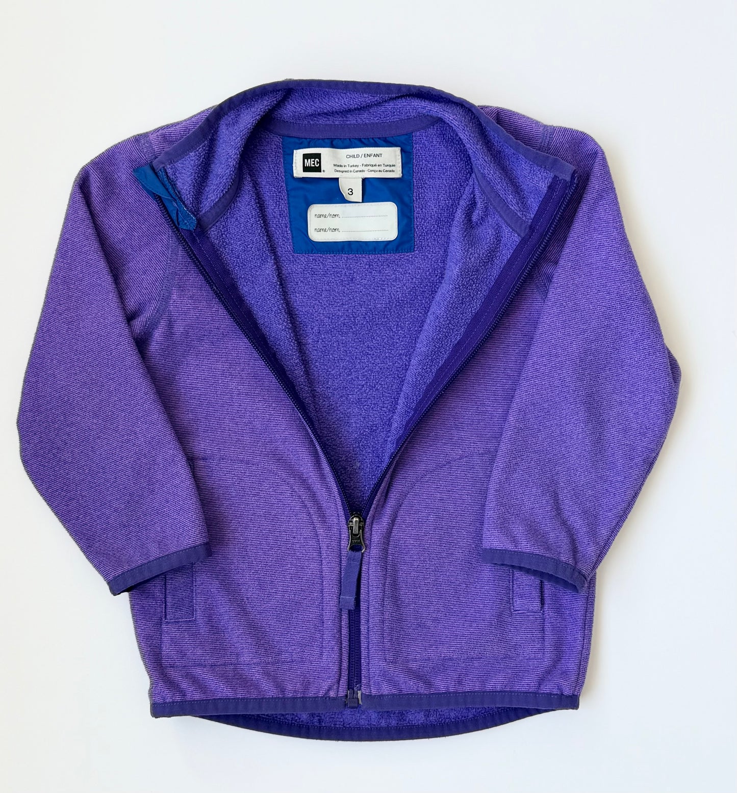 MEC Purple Zip Up Fleece Sweater (3T)