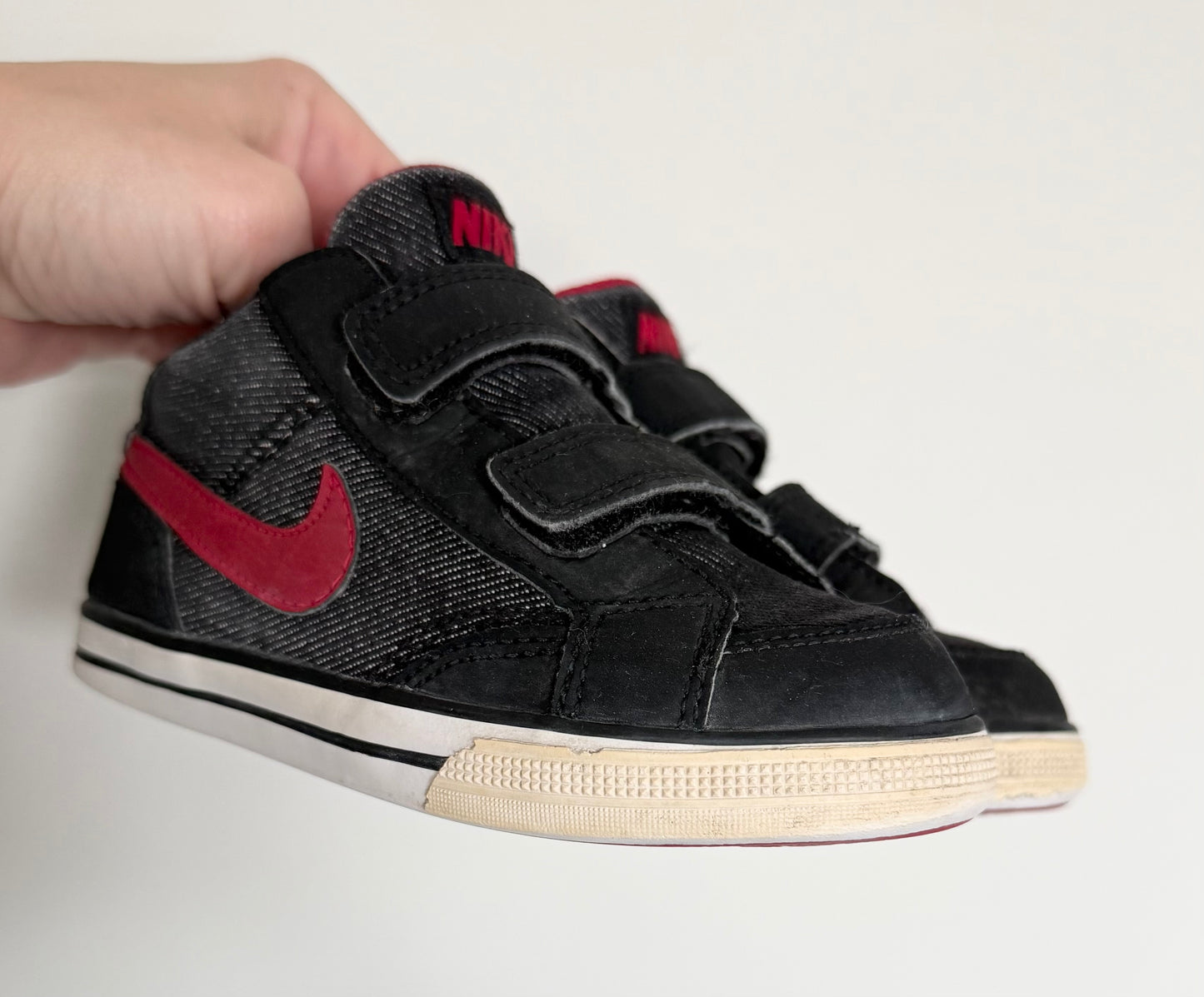 Nike Capri II Black Jean & Red Velcro Sneakers (9)