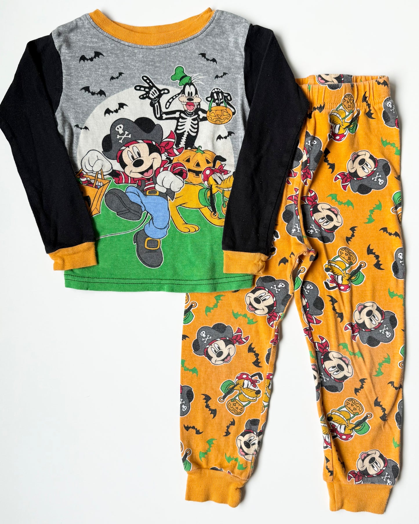 Disney Orange Halloween Pirate Mickey Two Piece PJ Set (5T)