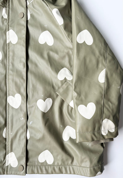Zara Green Hearts Fleece Lined Rain Jacket (3-4 Years)