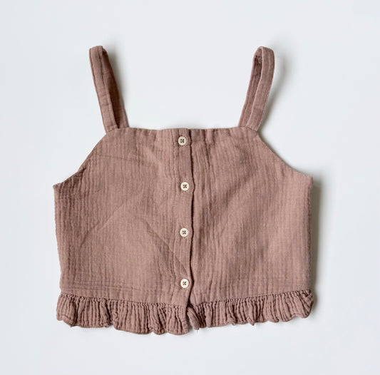 H&M Adorables Light Brown Muslin Cropped Tank Top (7-8 Years)
