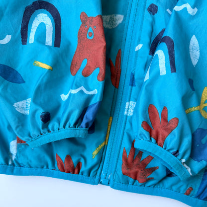 Columbia Mini Pixel Grabber II Fleece Lined Wind Jacket in Ocean Blue Joyful Shapes (12-18 Months)