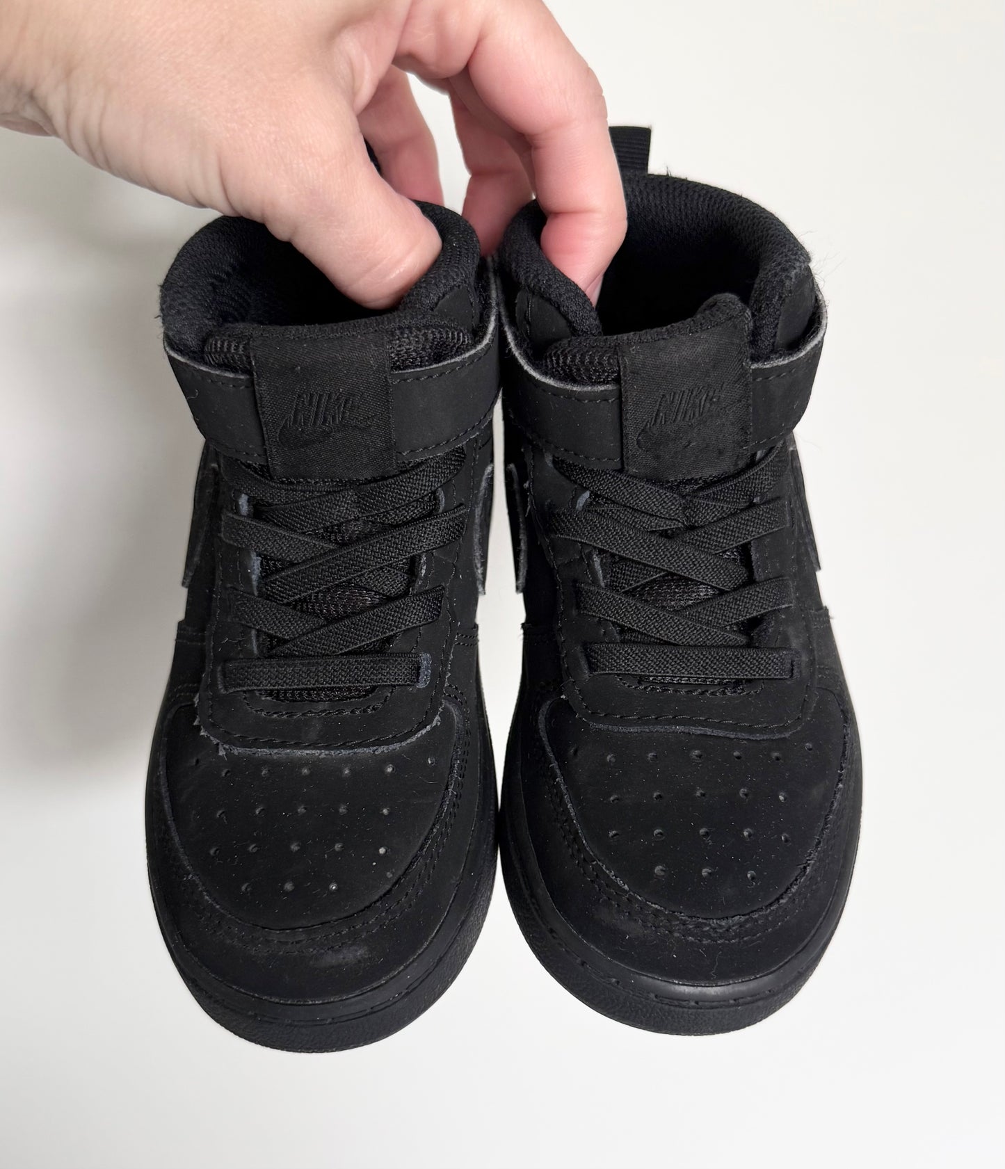 Nike Court Borough Mid 2 Solid Black Stretch Lace & Velcro Sneakers (9)