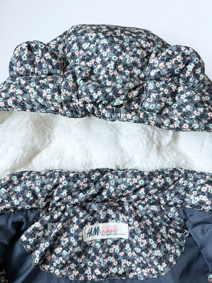 H&M Dark Floral Hooded Puffer Vest (4-5 Years)
