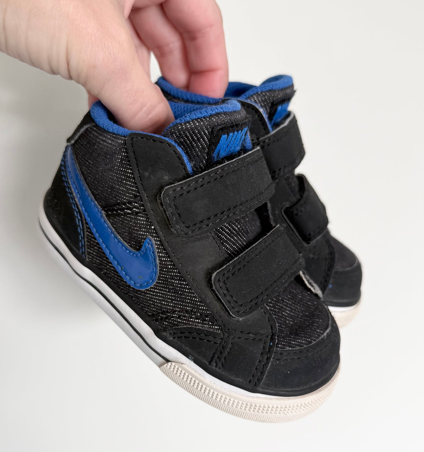 Nike Capri II Black Jean & Blue Velcro Sneakers (5)