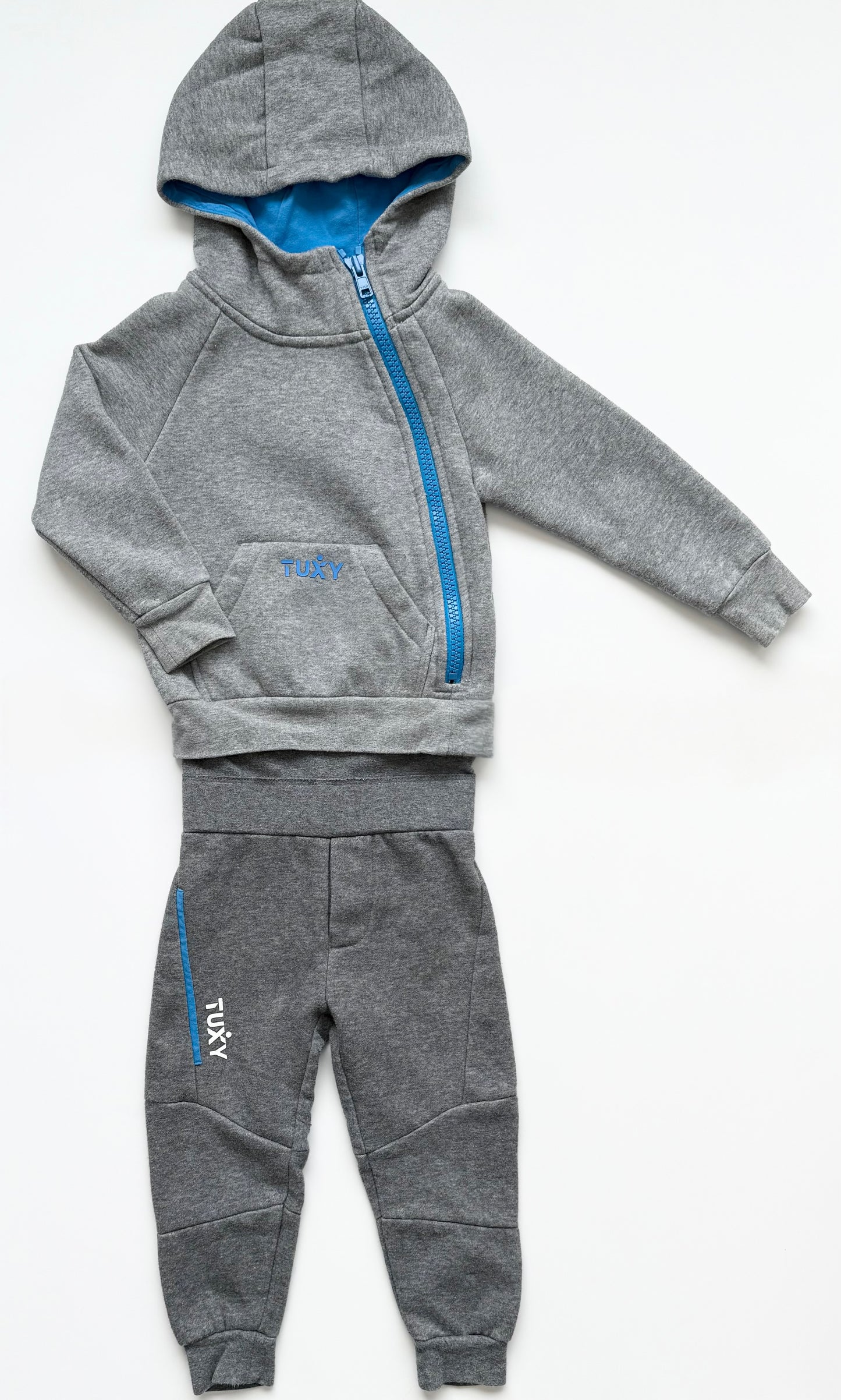 Tuxy Grey & Blue Romper Lounge Suit (3T)