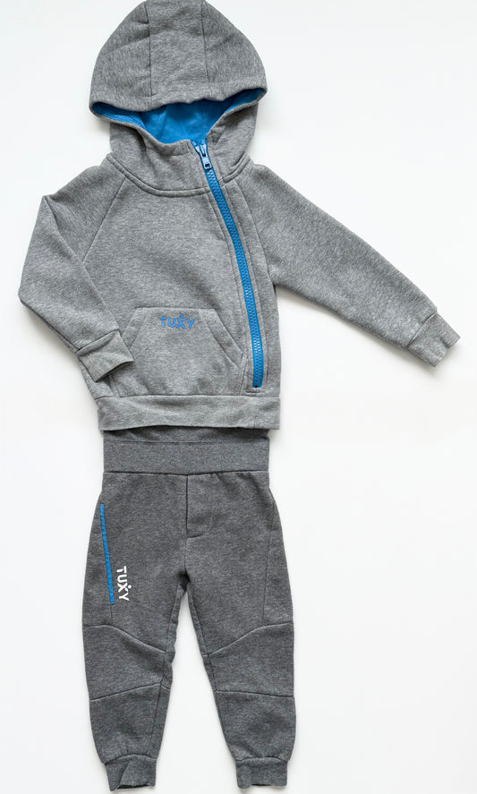 Tuxy Grey & Blue Romper Lounge Suit (3T)